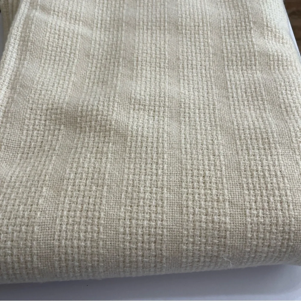Vintage Faribo Cream Wool Acrylic Blend Satin Trim Blanket